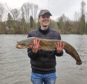 Cem – expert for fishing tackle and angling tips with a 3.3 ft european catfish catch